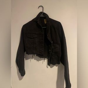 Cropped Black Denim Jacket